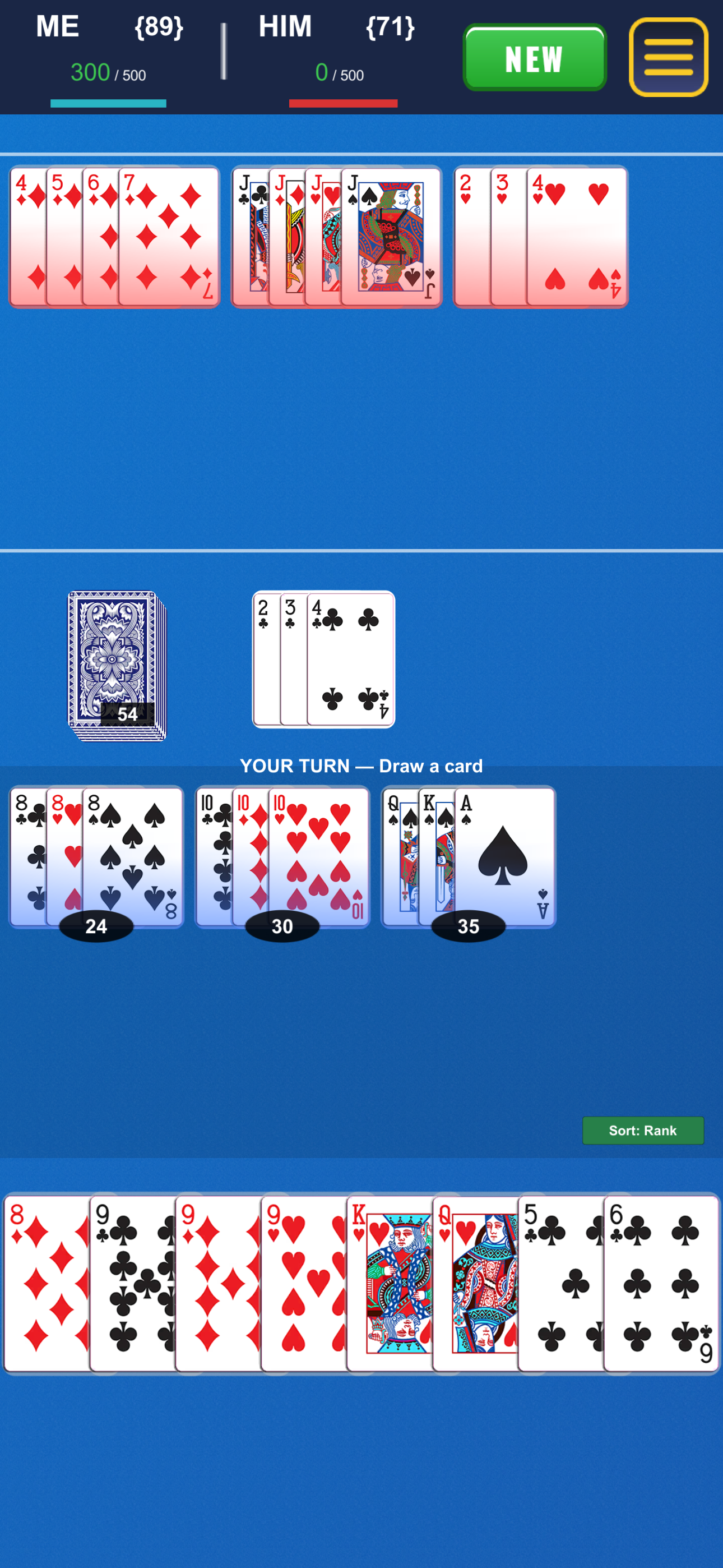 Player leads 210 to 0 — AI plays fair and earns nothing it didn't see